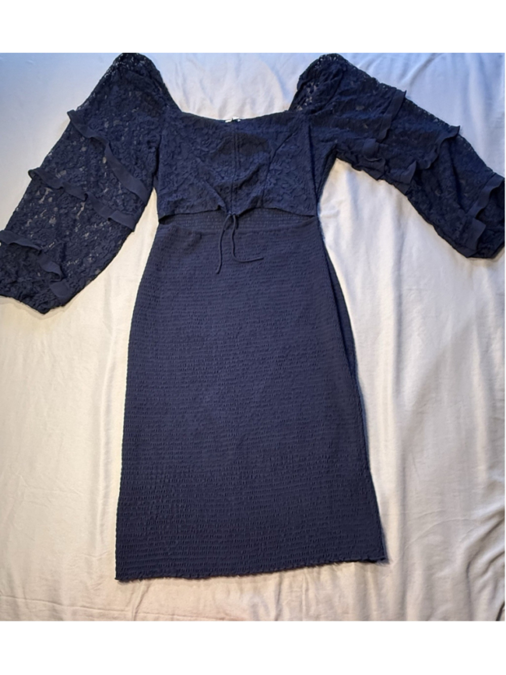 Plus Size 4XL Women’s Amica Blue Smocked Tiered Maxi Dress